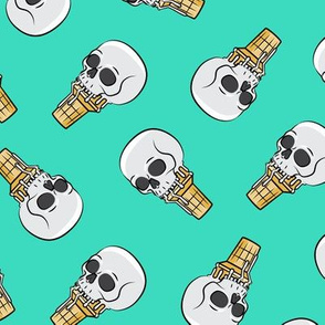 skull ice cream cones - toss on teal - LAD19