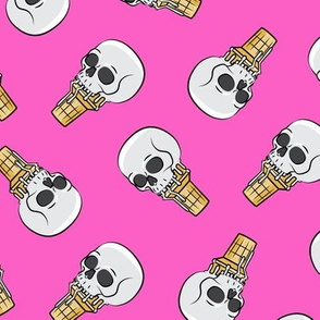 skull ice cream cones - toss on dark pink - LAD19