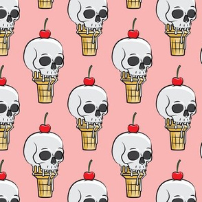 skull ice cream cones - cherries on pink 2 - LAD19