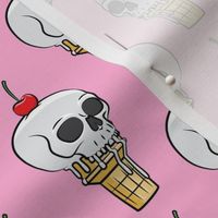 skull ice cream cones - cherries on pink - LAD19