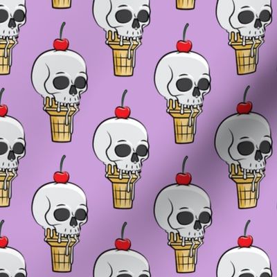 skull ice cream cones - cherries on purple - LAD19