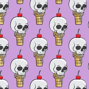 skull ice cream cones - cherries on purple - LAD19