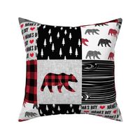 Mama's boy - bear - red and black buffalo plaid wholecloth - bears - C19BS