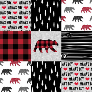Mama's boy - bear - red and black buffalo plaid wholecloth - bears - C19BS