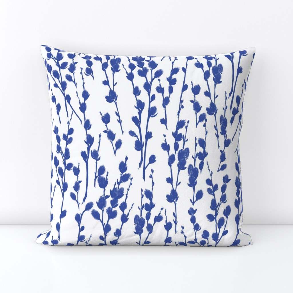 Pussywillow Silhouettes | Medium Blue + White