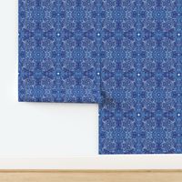 Indigo Blue Denim Abstract Floral