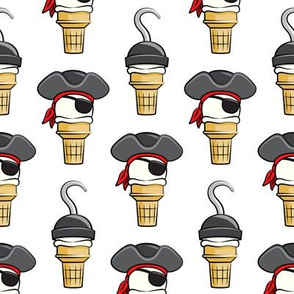 Pirate ice cream cones - stacked on white - LAD19