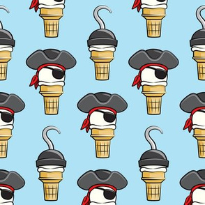 Pirate ice cream cones -  stacked on light blue  - LAD19