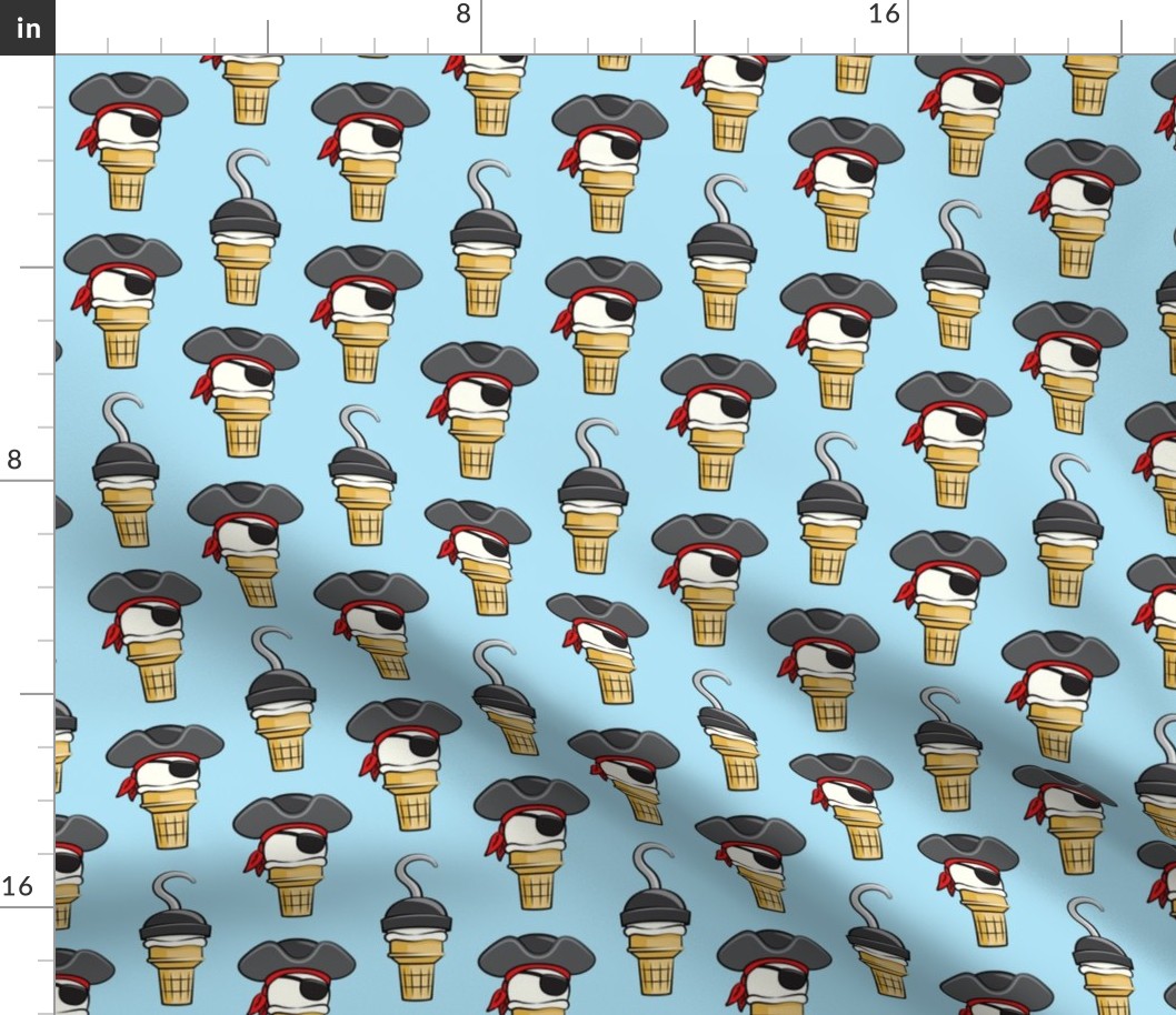 Pirate ice cream cones -  stacked on light blue  - LAD19