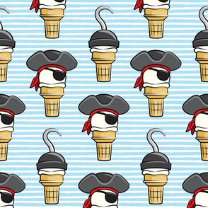 Pirate ice cream cones -  stacked on light blue stripes  - LAD19