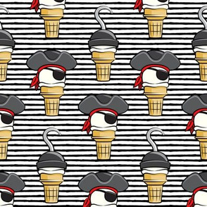 Pirate ice cream cones - stacked on black stripes - LAD19