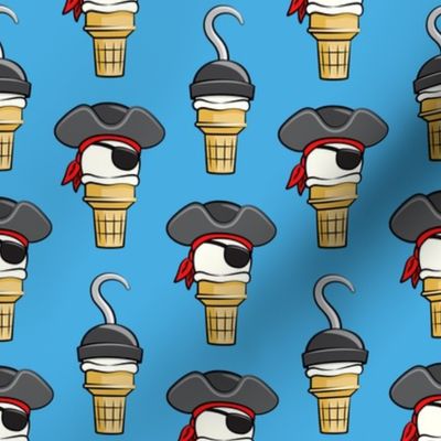 Pirate ice cream cones - stacked on blue - LAD19