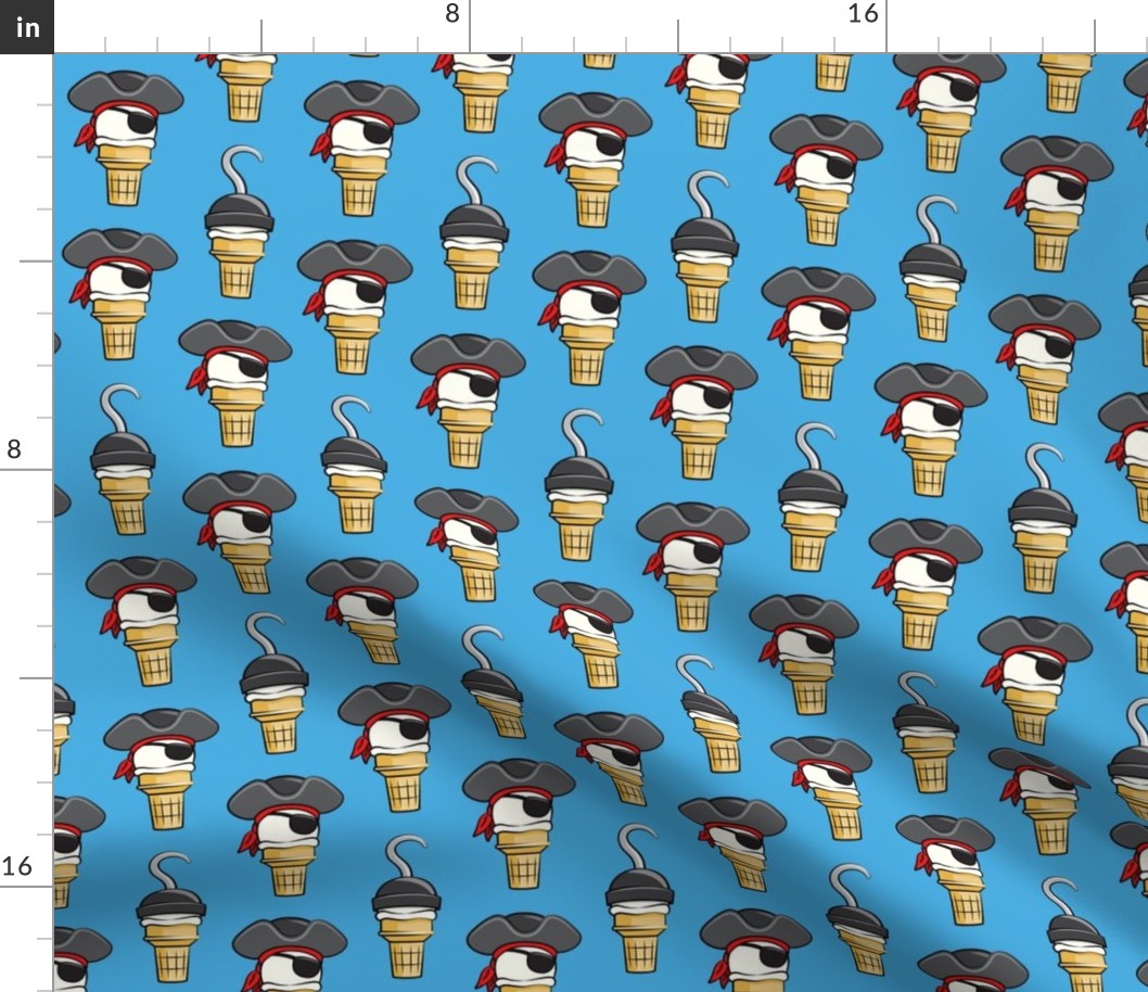 Pirate ice cream cones - stacked on blue - LAD19