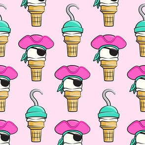 Pirate ice cream cones - stacked on pink - LAD19