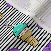 Pirate ice cream cones - purple stacked on black stripes - LAD19