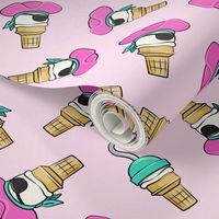 Pirate ice cream cones - pink toss on pink - LAD19