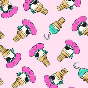 Pirate ice cream cones - pink toss on pink - LAD19