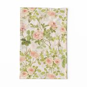 Nostalgic Light Peach Roses, Antique Flowers Bouquets,vintage home decor,  English Roses Fabric light blush cream