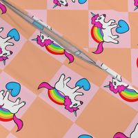 Rainbow Unicorn Check - Pink/Peach 