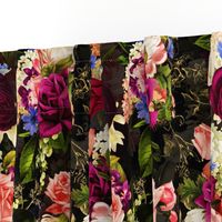 Vintage Summer Night Romanticism: Maximalism Moody Burgundy Florals- Antiqued Roses Bouquets and Nostalgic - Gothic Mystic Night-  Antique Botany Wallpaper and Victorian Goth Mystic inspired 