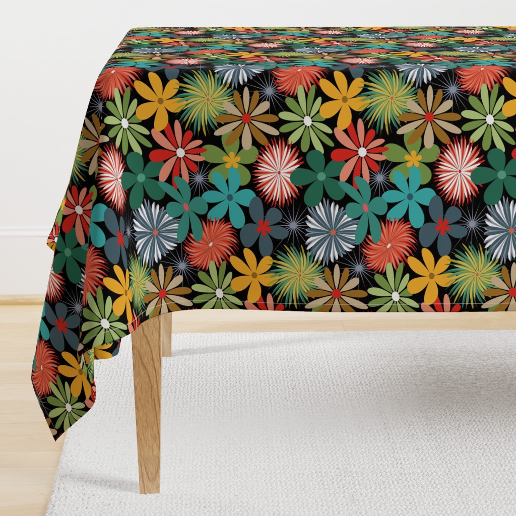 Retro Floral Kaleidoscope // 300 DPI