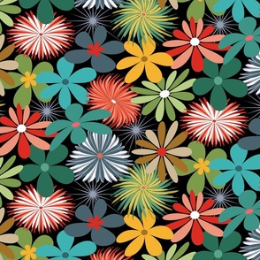 Retro Floral Kaleidoscope // 300 DPI