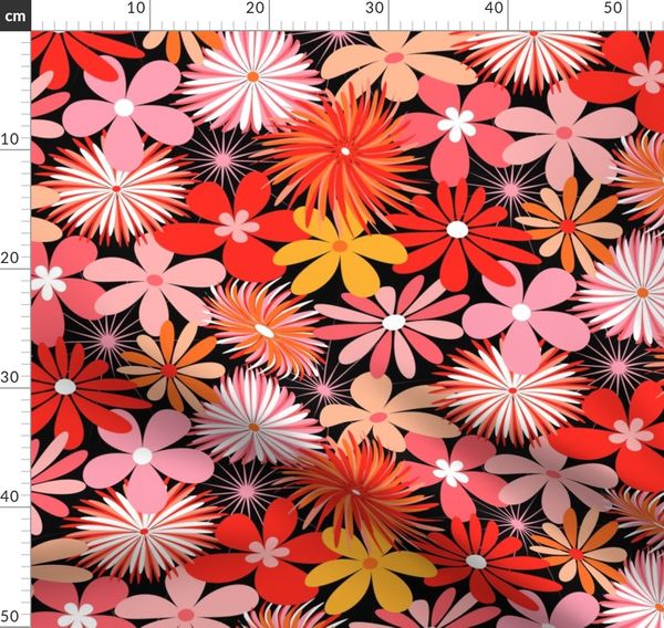 Pink and Red Retro Floral - Spoonflower