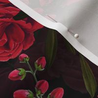 Vintage Summer Night Romanticism: Maximalism Moody Burgundy Florals- Antiqued Redouté Roses and Nostalgic - Gothic Mystic Night-  Antique Botany Wallpaper and Victorian Goth Mystic inspired