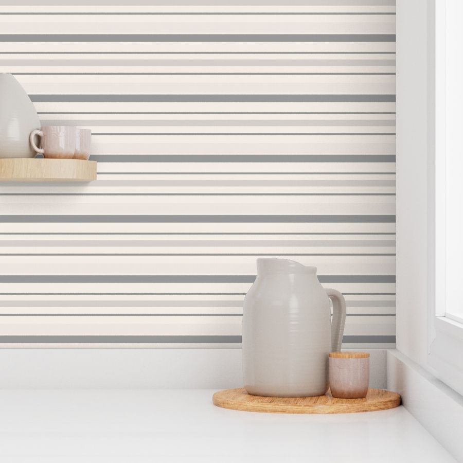 Grey Cream  Vartied Stripes//Pebble Grove