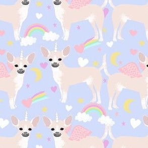 chihuahua dog unicorn fabric - white chihuahua fabric, dog unicorn fabric, pastel unicorn dog - lilac