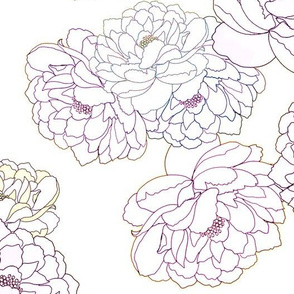 tossed peonies floral in delicate white