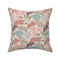 FALLING LEAVES Fall Maple Leaf Ginkgo Oak Woodland Forest in Pastel Pink Blue Brown Plum Beige Gray - SMALL Scale - UnBlink Studio by Jackie Tahara