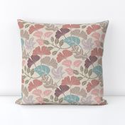 FALLING LEAVES Fall Maple Leaf Ginkgo Oak Woodland Forest in Pastel Pink Blue Brown Plum Beige Gray - SMALL Scale - UnBlink Studio by Jackie Tahara