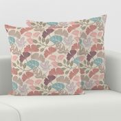 FALLING LEAVES Fall Maple Leaf Ginkgo Oak Woodland Forest in Pastel Pink Blue Brown Plum Beige Gray - SMALL Scale - UnBlink Studio by Jackie Tahara