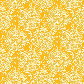 Peacock Illustration in Goldenrod Yellow