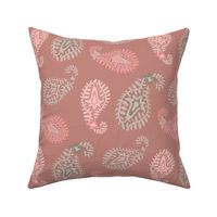 PAISLEY Bohemian Vintage India Inspired Cottage Abstract in Neutrals Blush Pink on Rust - MEDIUM Scale - UnBlink Studio by Jackie Tahara