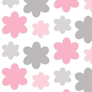 Floral Pink Gray Grey Flowers