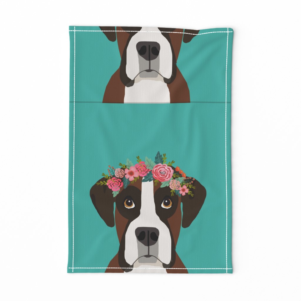 18" Boxer Dog Pillow with cut lines - dog pillow panel, dog pillow, pillow cut and sew - floral