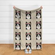 18" Border Collie Dog Pillow with cut lines - dog pillow panel, dog pillow, pillow cut and sew - floral