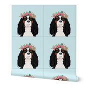 18" Cavalier King Charles Spaniel Tri Dog Pillow with cut lines - dog pillow panel, dog pillow, pillow cut and sew - floral
