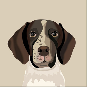 18" German Shorthaired Pointer Dog Pillow with cut lines - dog pillow panel, dog pillow, pillow cut and sew - 