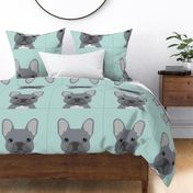 18" Frenchie Grey Pillow with cut lines - dog pillow panel, dog pillow, pillow cut and sew - 