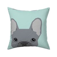 18" Frenchie Grey Pillow with cut lines - dog pillow panel, dog pillow, pillow cut and sew - 