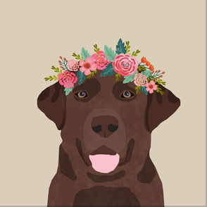 18" Chocolate Labrador Pillow with cut lines - dog pillow panel, dog pillow, pillow cut and sew - floral