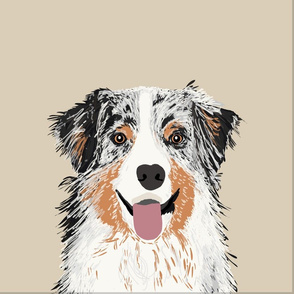 18" Australian Shepherd Dog Blue Merle Pillow with cut lines - dog pillow panel, dog pillow, pillow cut and sew - 