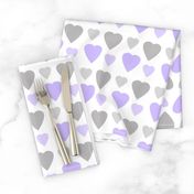 Hearts Purple Lavender Gray Grey