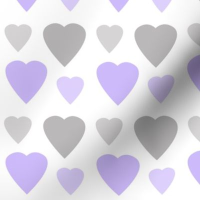 Hearts Purple Lavender Gray Grey