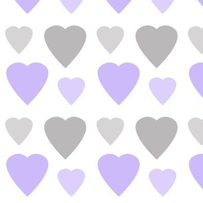 Hearts Purple Lavender Gray Grey