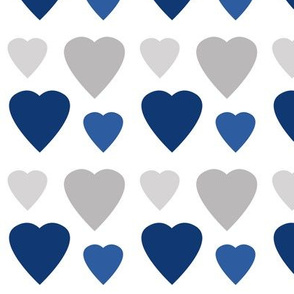 Navy blue and gray grey hearts