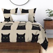 18" Cat - black Pillow with cut lines - dog pillow panel, dog pillow, pillow cut and sew -